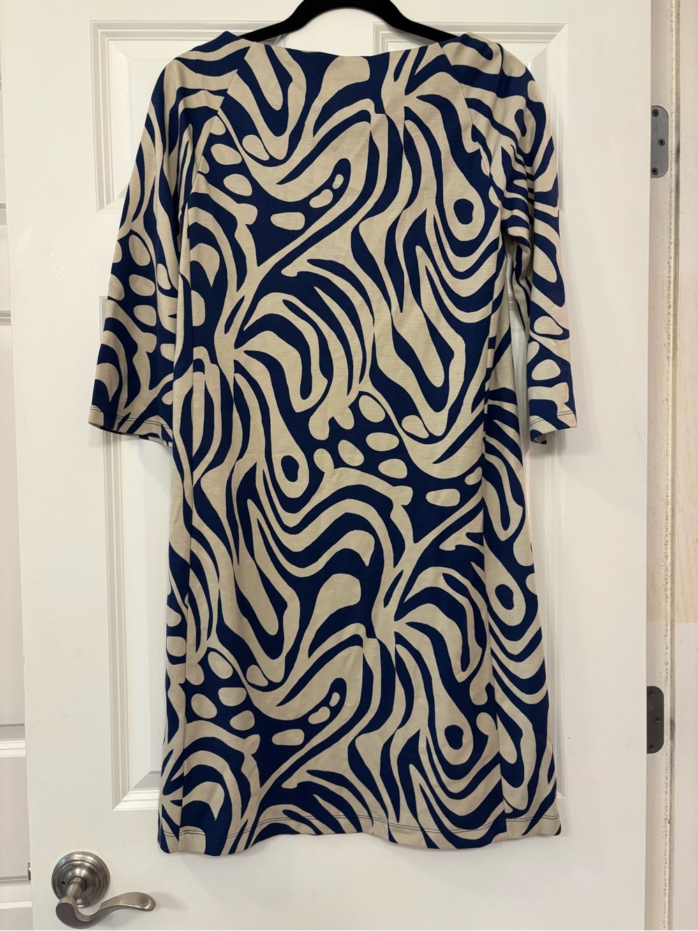J McLaughlin Campbell Navy/beige Dress Puddle Print size xs